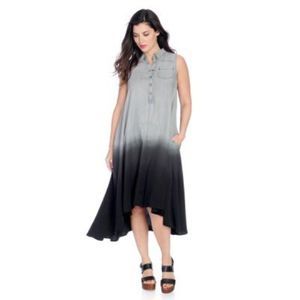 OSO Casuals Dip-Dye Hi-Lo Collared Shirt Dress